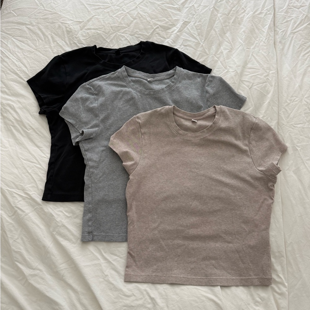 Uniqlo Women's Short Sleeve Tee Trio - Black, Gray, Taupe